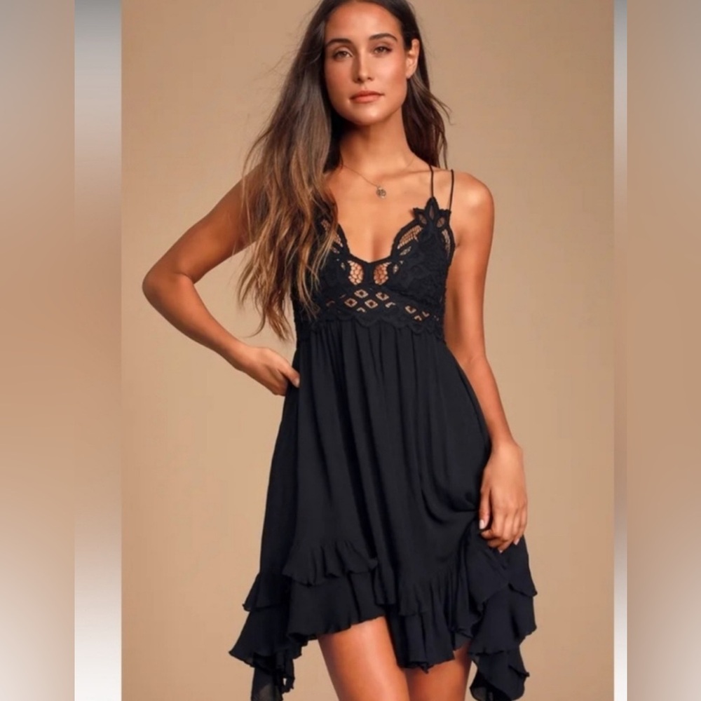 Free People Adella Black Mini Dress